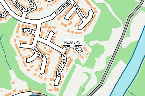 NE38 8PQ map - OS OpenMap – Local (Ordnance Survey) NE38 8PQ map - OS OpenMap – Local (Ordnance Survey)