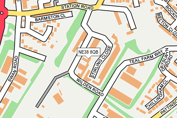 NE38 8QB map - OS OpenMap – Local (Ordnance Survey) NE38 8QB map - OS OpenMap – Local (Ordnance Survey)