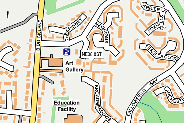 NE38 8ST map - OS OpenMap – Local (Ordnance Survey) NE38 8ST map - OS OpenMap – Local (Ordnance Survey)