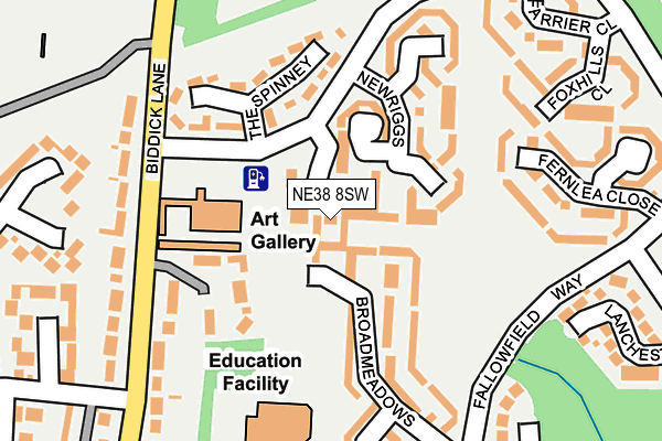 NE38 8SW map - OS OpenMap – Local (Ordnance Survey) NE38 8SW map - OS OpenMap – Local (Ordnance Survey)