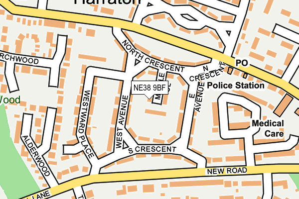 NE38 9BF map - OS OpenMap – Local (Ordnance Survey) NE38 9BF map - OS OpenMap – Local (Ordnance Survey)