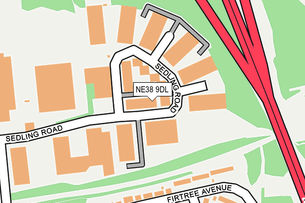NE38 9DL map - OS OpenMap – Local (Ordnance Survey) NE38 9DL map - OS OpenMap – Local (Ordnance Survey)
