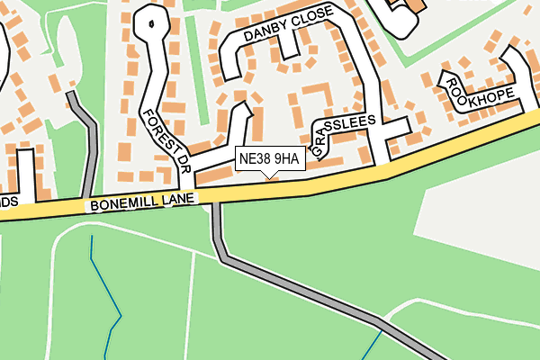 NE38 9HA map - OS OpenMap – Local (Ordnance Survey) NE38 9HA map - OS OpenMap – Local (Ordnance Survey)