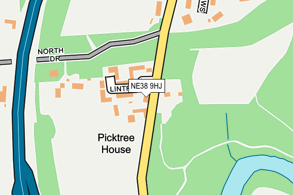 NE38 9HJ map - OS OpenMap – Local (Ordnance Survey) NE38 9HJ map - OS OpenMap – Local (Ordnance Survey)
