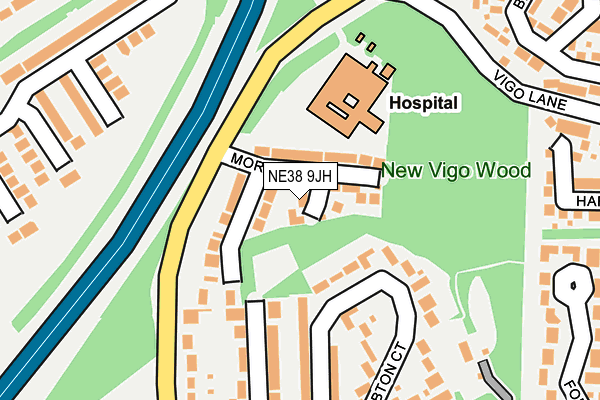 NE38 9JH map - OS OpenMap – Local (Ordnance Survey) NE38 9JH map - OS OpenMap – Local (Ordnance Survey)