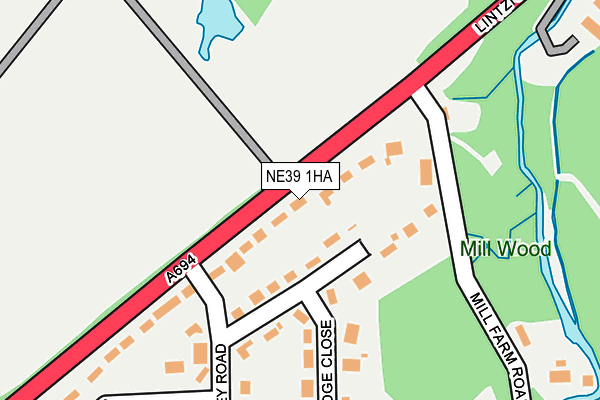 NE39 1HA map - OS OpenMap – Local (Ordnance Survey)