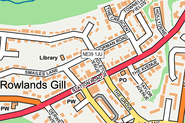 NE39 1JU map - OS OpenMap – Local (Ordnance Survey)