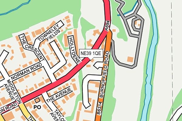 NE39 1QE map - OS OpenMap – Local (Ordnance Survey)