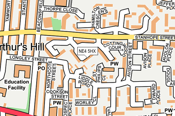 NE4 5HX map - OS OpenMap – Local (Ordnance Survey) NE4 5HX map - OS OpenMap – Local (Ordnance Survey)