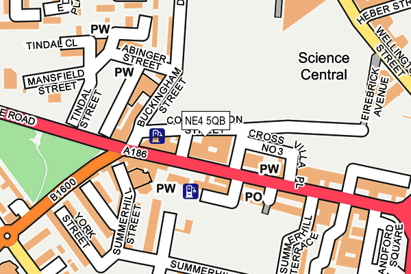 NE4 5QB map - OS OpenMap – Local (Ordnance Survey) NE4 5QB map - OS OpenMap – Local (Ordnance Survey)