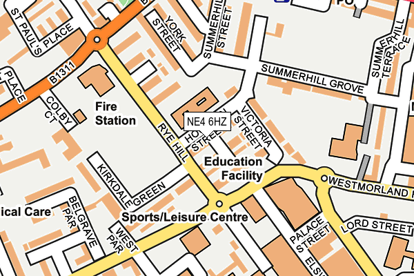 NE4 6HZ map - OS OpenMap – Local (Ordnance Survey)