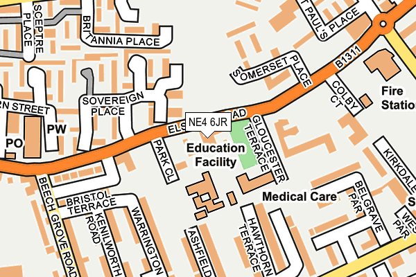 NE4 6JR map - OS OpenMap – Local (Ordnance Survey) NE4 6JR map - OS OpenMap – Local (Ordnance Survey)