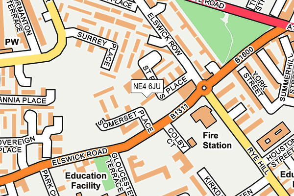 NE4 6JU map - OS OpenMap – Local (Ordnance Survey) NE4 6JU map - OS OpenMap – Local (Ordnance Survey)