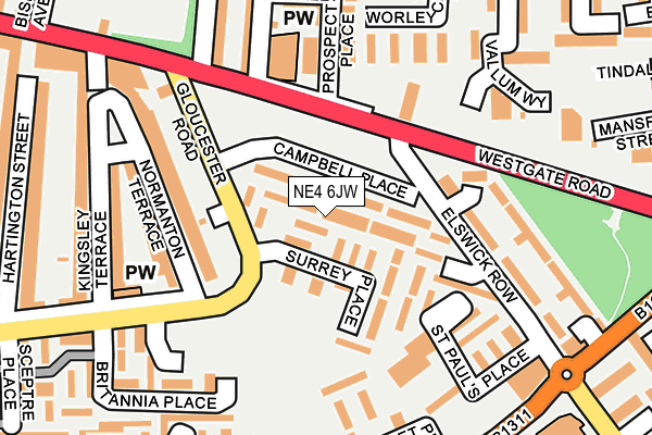 NE4 6JW map - OS OpenMap – Local (Ordnance Survey) NE4 6JW map - OS OpenMap – Local (Ordnance Survey)