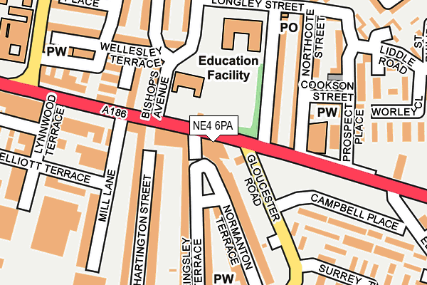 NE4 6PA map - OS OpenMap – Local (Ordnance Survey) NE4 6PA map - OS OpenMap – Local (Ordnance Survey)