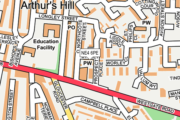 NE4 6PE map - OS OpenMap – Local (Ordnance Survey) NE4 6PE map - OS OpenMap – Local (Ordnance Survey)