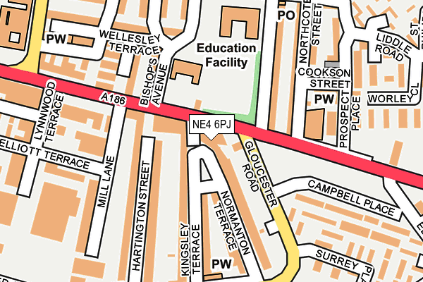 NE4 6PJ map - OS OpenMap – Local (Ordnance Survey) NE4 6PJ map - OS OpenMap – Local (Ordnance Survey)