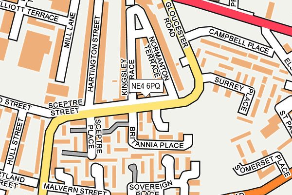 NE4 6PQ map - OS OpenMap – Local (Ordnance Survey) NE4 6PQ map - OS OpenMap – Local (Ordnance Survey)