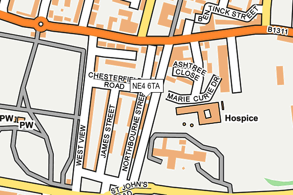 NE4 6TA map - OS OpenMap – Local (Ordnance Survey) NE4 6TA map - OS OpenMap – Local (Ordnance Survey)