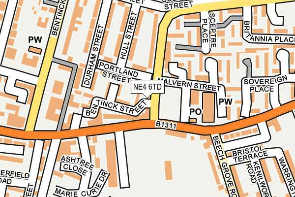 NE4 6TD map - OS OpenMap – Local (Ordnance Survey) NE4 6TD map - OS OpenMap – Local (Ordnance Survey)
