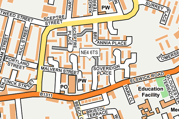 NE4 6TS map - OS OpenMap – Local (Ordnance Survey) NE4 6TS map - OS OpenMap – Local (Ordnance Survey)