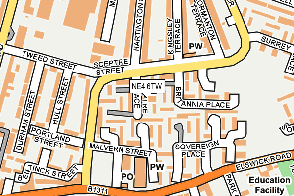 NE4 6TW map - OS OpenMap – Local (Ordnance Survey) NE4 6TW map - OS OpenMap – Local (Ordnance Survey)