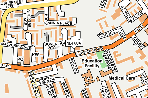 NE4 6UA map - OS OpenMap – Local (Ordnance Survey) NE4 6UA map - OS OpenMap – Local (Ordnance Survey)