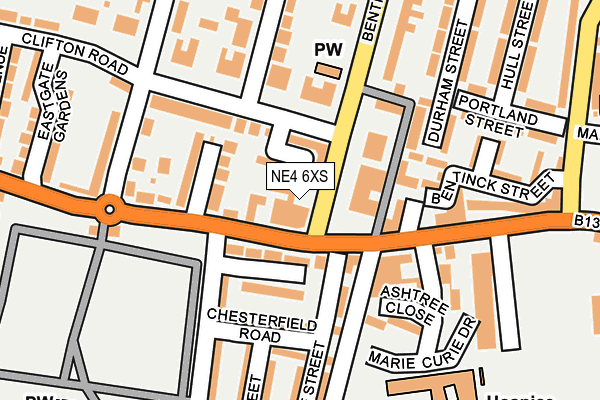NE4 6XS map - OS OpenMap – Local (Ordnance Survey) NE4 6XS map - OS OpenMap – Local (Ordnance Survey)