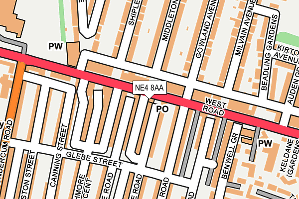 NE4 8AA map - OS OpenMap – Local (Ordnance Survey) NE4 8AA map - OS OpenMap – Local (Ordnance Survey)