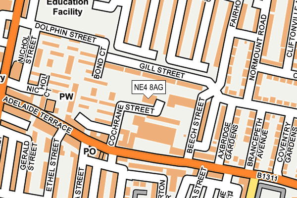 NE4 8AG map - OS OpenMap – Local (Ordnance Survey) NE4 8AG map - OS OpenMap – Local (Ordnance Survey)