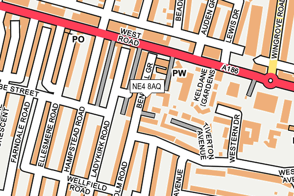 NE4 8AQ map - OS OpenMap – Local (Ordnance Survey)
