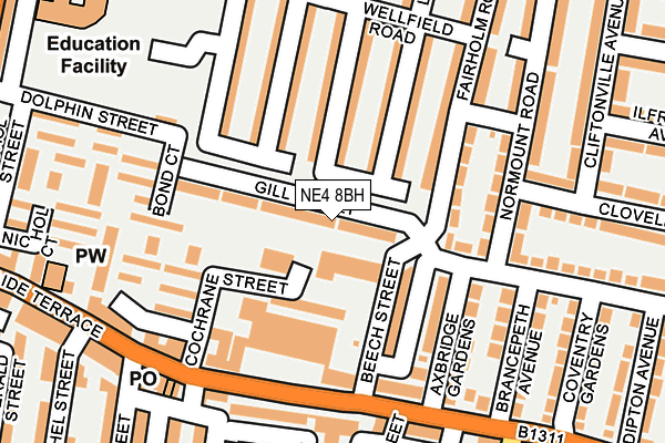 NE4 8BH map - OS OpenMap – Local (Ordnance Survey) NE4 8BH map - OS OpenMap – Local (Ordnance Survey)