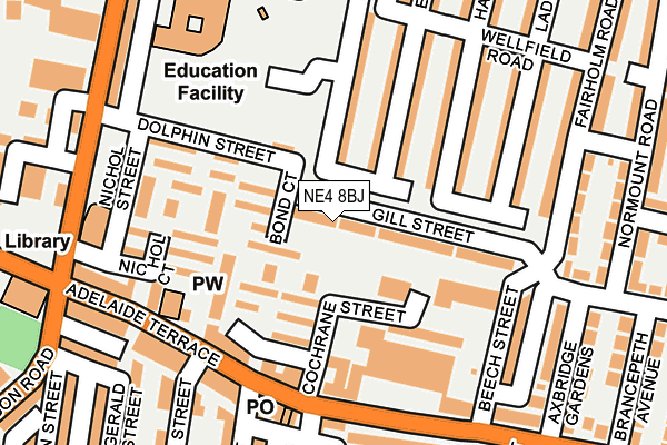 NE4 8BJ map - OS OpenMap – Local (Ordnance Survey) NE4 8BJ map - OS OpenMap – Local (Ordnance Survey)