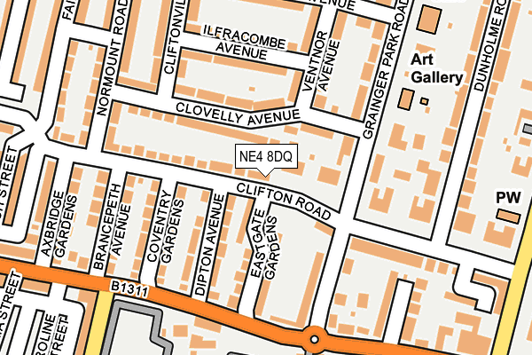 NE4 8DQ map - OS OpenMap – Local (Ordnance Survey)