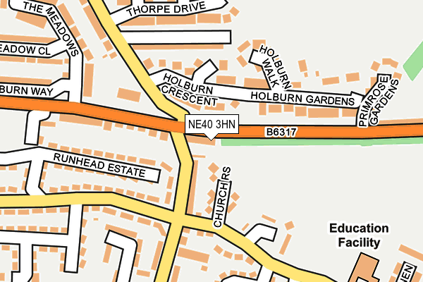NE40 3HN map - OS OpenMap – Local (Ordnance Survey)
