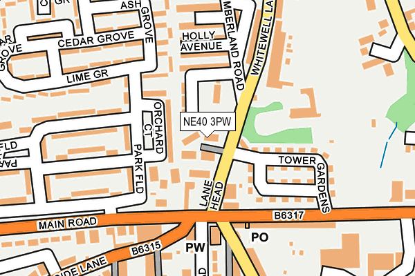 NE40 3PW map - OS OpenMap – Local (Ordnance Survey) NE40 3PW map - OS OpenMap – Local (Ordnance Survey)