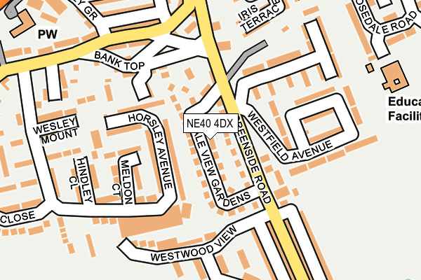NE40 4DX map - OS OpenMap – Local (Ordnance Survey) NE40 4DX map - OS OpenMap – Local (Ordnance Survey)