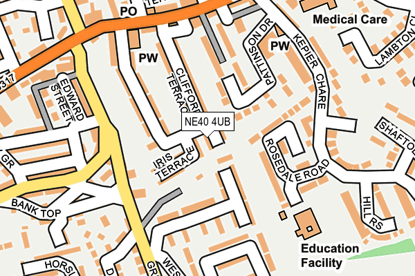 NE40 4UB map - OS OpenMap – Local (Ordnance Survey) NE40 4UB map - OS OpenMap – Local (Ordnance Survey)