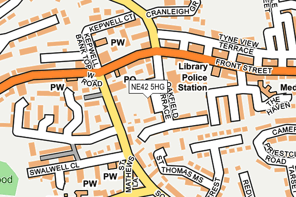 NE42 5HG map - OS OpenMap – Local (Ordnance Survey) NE42 5HG map - OS OpenMap – Local (Ordnance Survey)
