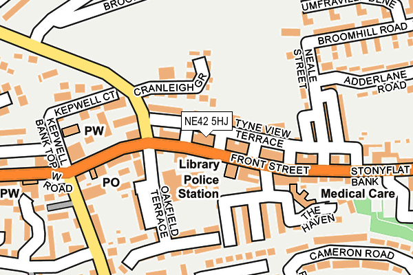 NE42 5HJ map - OS OpenMap – Local (Ordnance Survey) NE42 5HJ map - OS OpenMap – Local (Ordnance Survey)