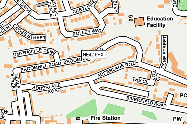 NE42 5HX map - OS OpenMap – Local (Ordnance Survey) NE42 5HX map - OS OpenMap – Local (Ordnance Survey)