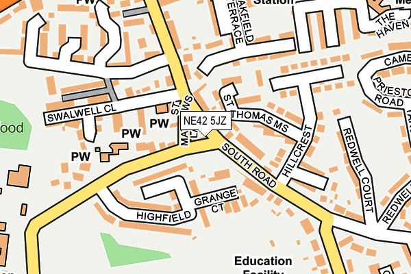 NE42 5JZ map - OS OpenMap – Local (Ordnance Survey)