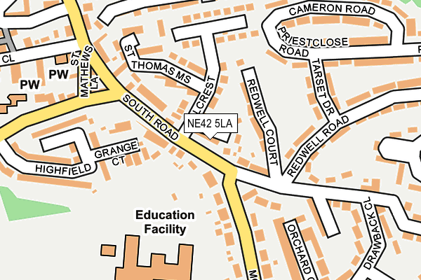 NE42 5LA map - OS OpenMap – Local (Ordnance Survey) NE42 5LA map - OS OpenMap – Local (Ordnance Survey)