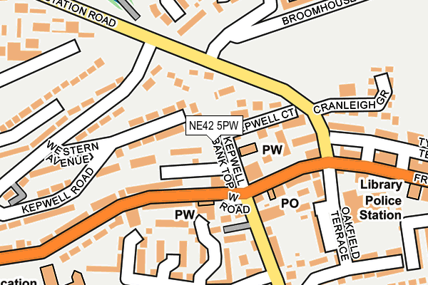 NE42 5PW map - OS OpenMap – Local (Ordnance Survey) NE42 5PW map - OS OpenMap – Local (Ordnance Survey)