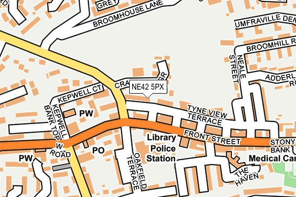 NE42 5PX map - OS OpenMap – Local (Ordnance Survey) NE42 5PX map - OS OpenMap – Local (Ordnance Survey)