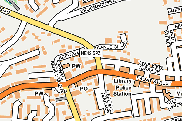 NE42 5PZ map - OS OpenMap – Local (Ordnance Survey) NE42 5PZ map - OS OpenMap – Local (Ordnance Survey)
