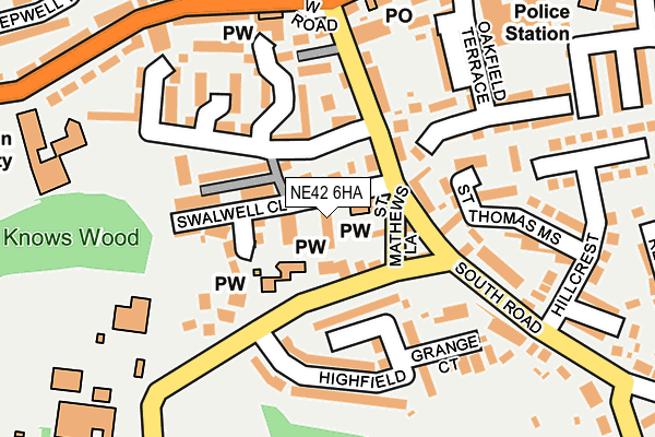 NE42 6HA map - OS OpenMap – Local (Ordnance Survey) NE42 6HA map - OS OpenMap – Local (Ordnance Survey)