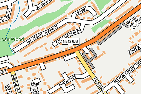NE42 6JB map - OS OpenMap – Local (Ordnance Survey) NE42 6JB map - OS OpenMap – Local (Ordnance Survey)