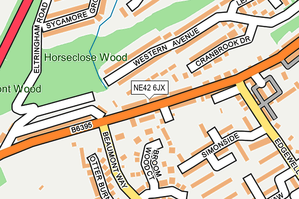 NE42 6JX map - OS OpenMap – Local (Ordnance Survey)