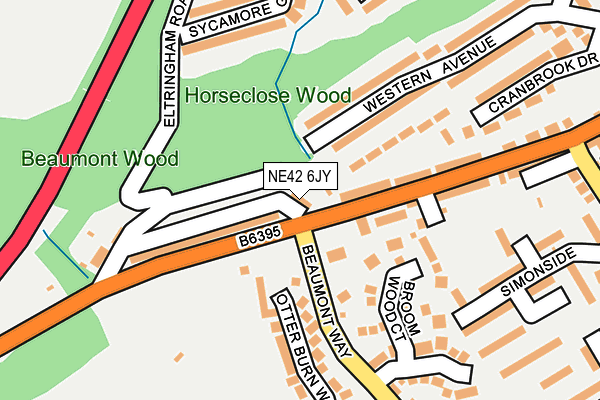 NE42 6JY map - OS OpenMap – Local (Ordnance Survey)